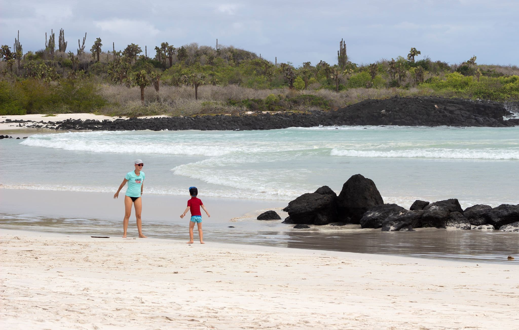 Family enjoying the Tortuga Bay beach